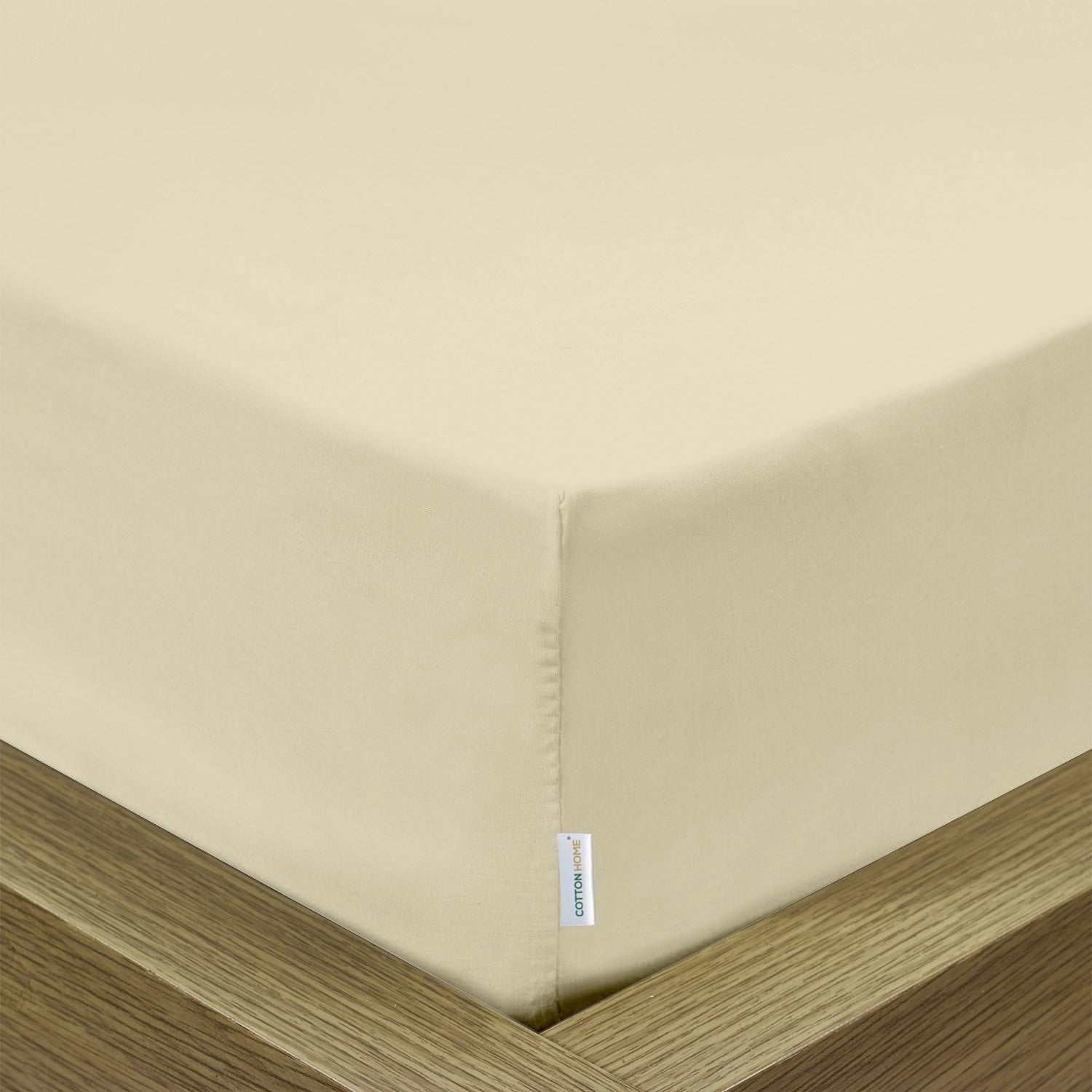 Super Soft Twin Size Fitted Sheet 160x200+30 CM Beige with Deep Pockets - Cotton Home
