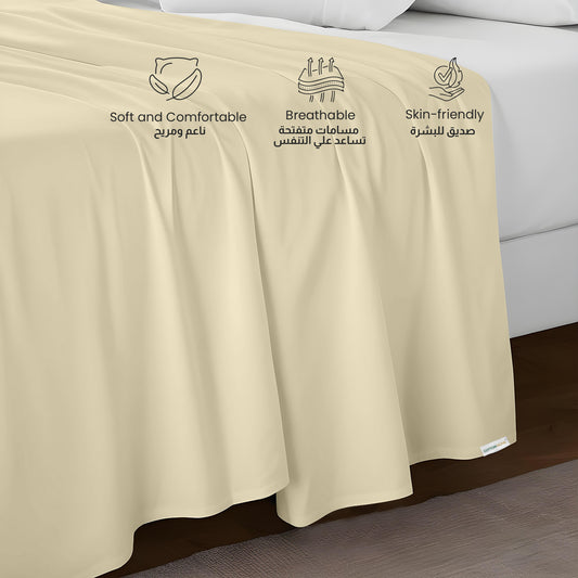 Flat Sheet Supersoft Microfiber Super King 240x260cm-Beige