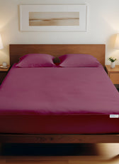 3 Piece Fitted Sheet Set Super Soft Burgundy Single Size 90x200+20cm with 2 Pillow Case - Cotton Home