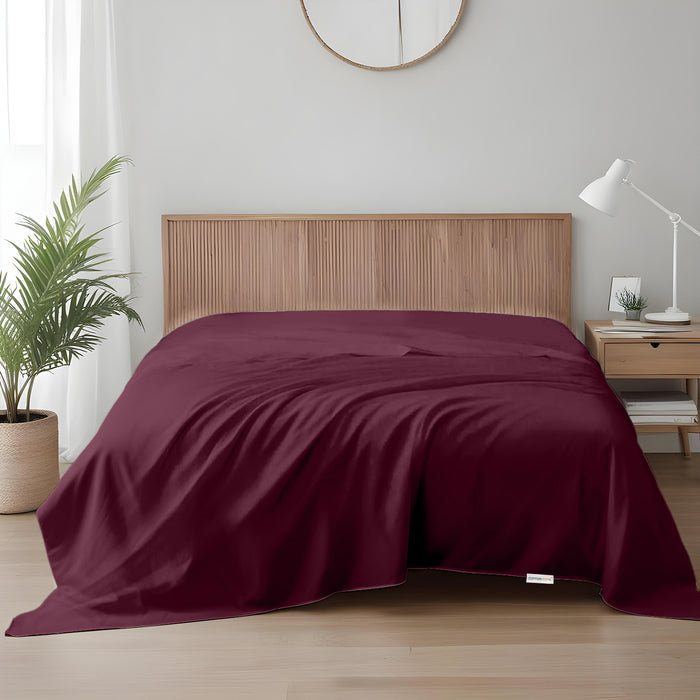 Flat Sheet Super Soft King 220x240cm-Burgundy