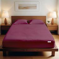 3 Piece Fitted Sheet Set Supersoft Microfiber Burgundy Twin Size 160x200+30cm with 2 Pillow Case