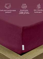 3 Piece Fitted Sheet Set Supersoft Microfiber Burgundy Super King Size 200x200+30cm with 2 Pillow Case