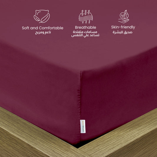 3 Piece Fitted Sheet Set Supersoft Microfiber Burgundy Single Size 90x200+20cm with 2 Pillow Case