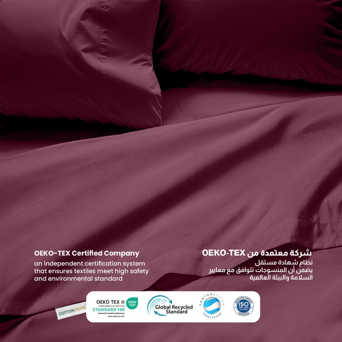 3 Piece Flat Sheet Set Supersoft Microfiber Burgundy Single Size 160x220 with 2 Pillow Case