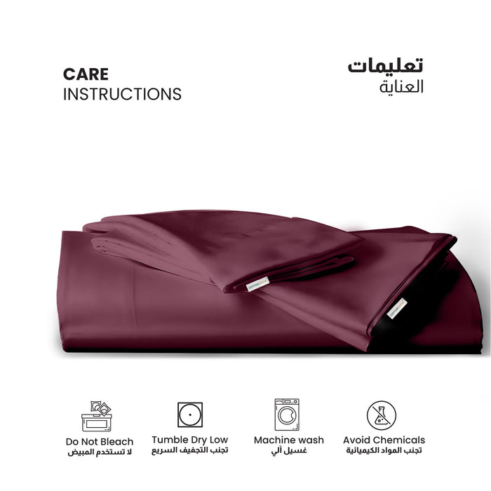 3 Piece Flat Sheet Set Supersoft Microfiber Burgundy Single Size 160x220 with 2 Pillow Case