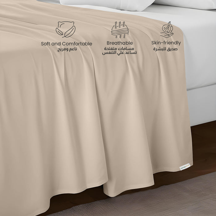 Flat Sheet Supersoft Microfiber King 220x240cm-Dk Beige