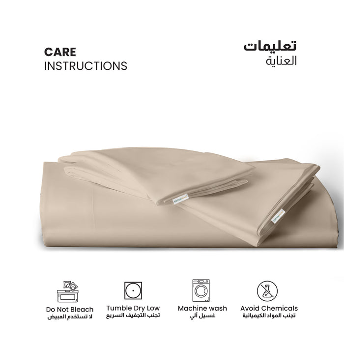 3 Piece Flat Sheet Set Supersoft Microfiber Dark Beige Single Size 160x220 with 2 Pillow Case