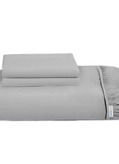 3 Piece Fitted Sheet Set Super Soft Grey Twin Size 160x200+30cm with 2 Pillow Case - Cotton Home