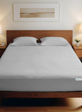 3 Piece Fitted Sheet Set Super Soft Grey Single Size 90x200+20cm with 2 Pillow Case - Cotton Home