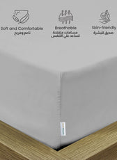 3 Piece Fitted Sheet Set Supersoft Microfiber Grey Super King Size 200x200+30cm with 2 Pillow Case