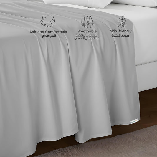 Flat Sheet Supersoft Microfiber King 220x240cm-Gray