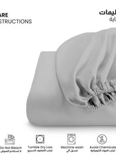 3 Piece Fitted Sheet Set Supersoft Microfiber Grey Super King Size 200x200+30cm with 2 Pillow Case