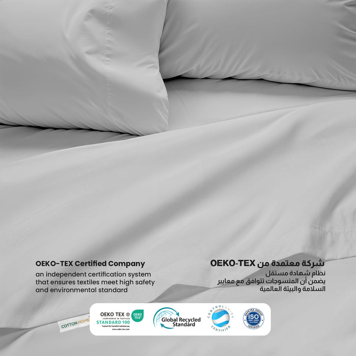 3 Piece Flat Sheet Set Supersoft Microfiber Grey Queen Size 200x220 with 2 Pillow Case