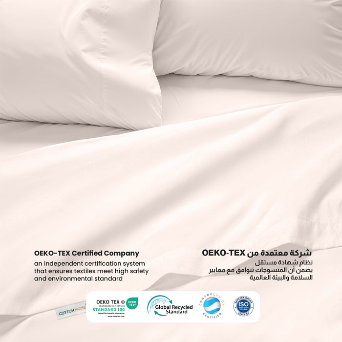 3 Piece Flat Sheet Set Supersoft Microfiber Ivory Super King Size 240x260 with 2 Pillow Case