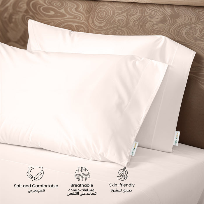 3 Piece Flat Sheet Set Supersoft Microfiber Ivory Single Size 160x220 with 2 Pillow Case