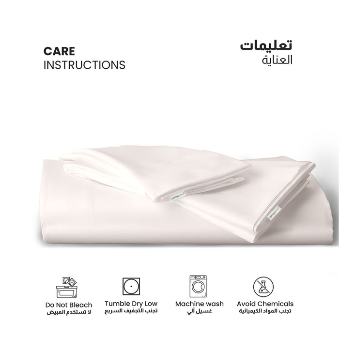 3 Piece Flat Sheet Set Supersoft Microfiber Ivory King Size 220x240cm with 2 Pillow Case