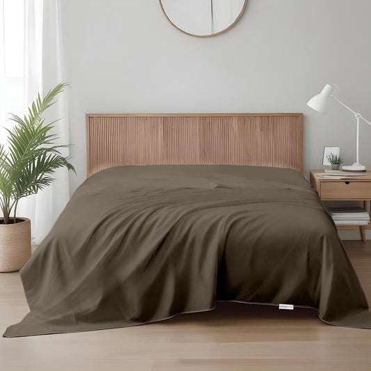Flat Sheet Supersoft Microfiber Super King Flat Sheet 240x260cm-Khaki