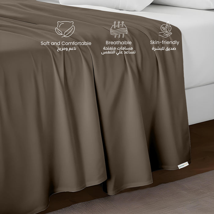 Flat Sheet Supersoft Microfiber Queen 200x220cm-Khaki