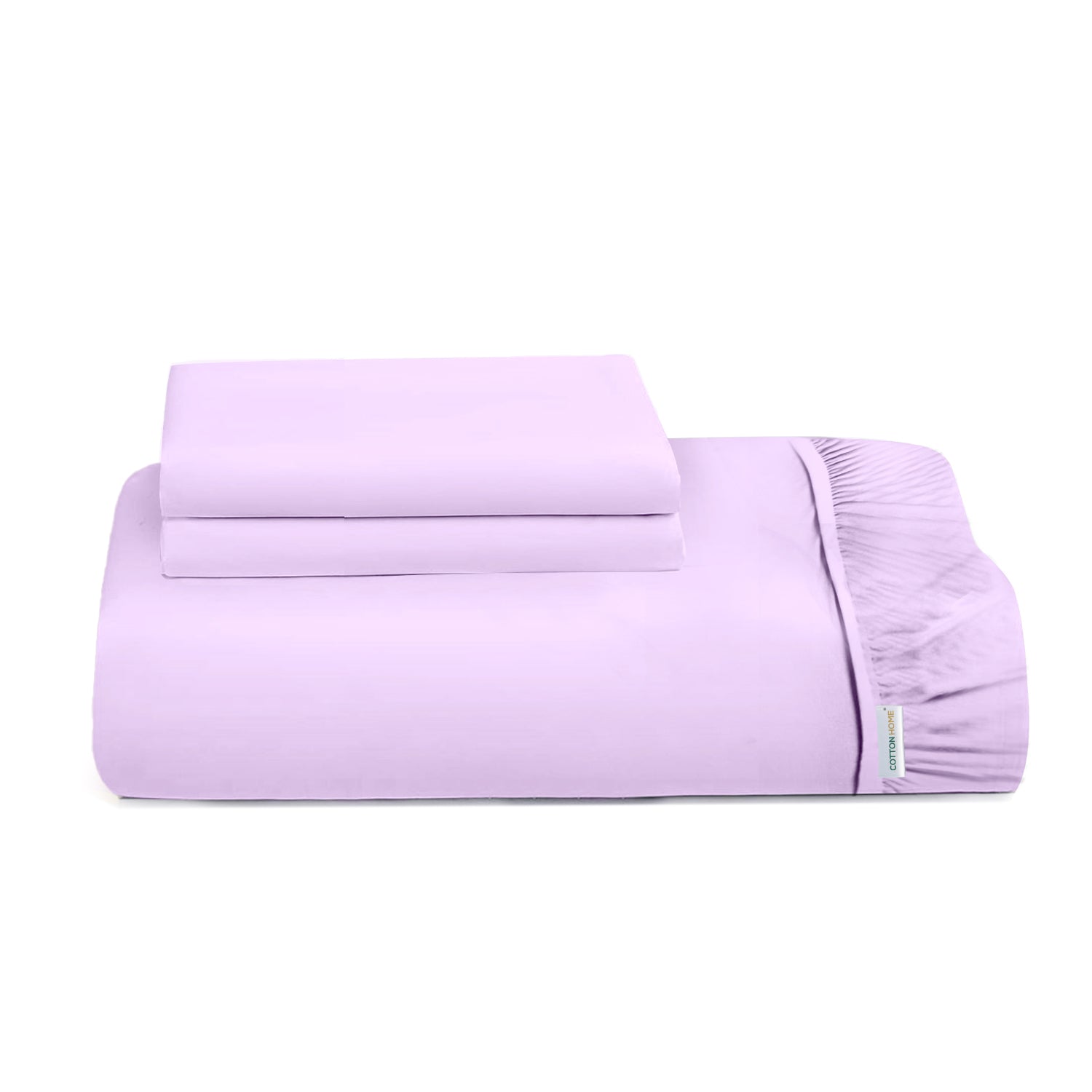 3 Piece Fitted Sheet Set Super Soft Light Purple Single Size 120x200+25cm with 2 Pillow Case - Cotton Home