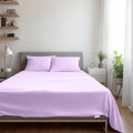 3 Piece Flat Sheet Set Super Soft Purple Single Size 160x220 with 2 Pillow Case