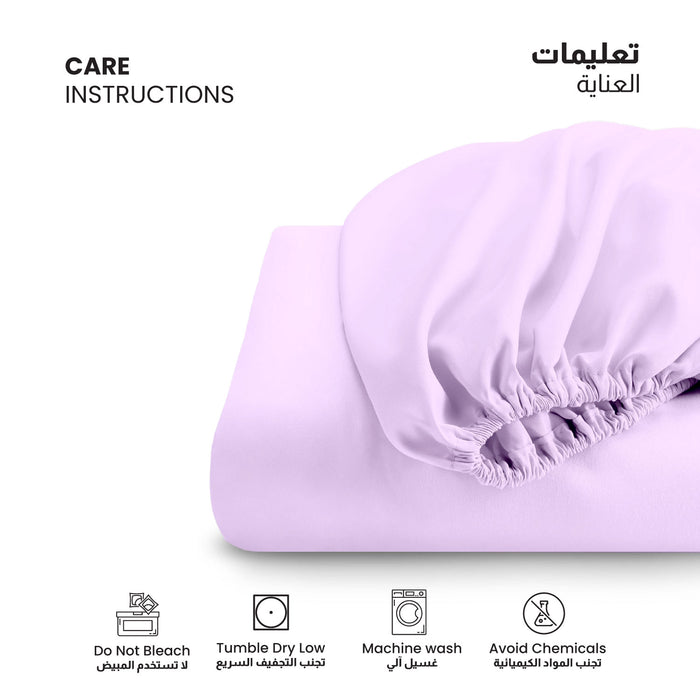 3 Piece Fitted Sheet Set Supersoft Microfiber Light Purple Super King Size 200x200+30cm with 2 Pillow Case