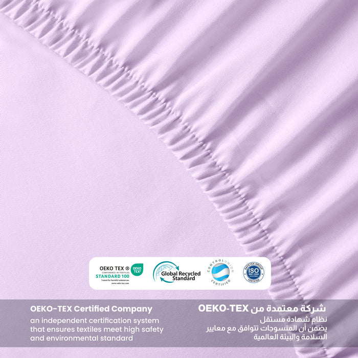 3 Piece Fitted Sheet Set Supersoft Microfiber Light Purple Super King Size 200x200+30cm with 2 Pillow Case