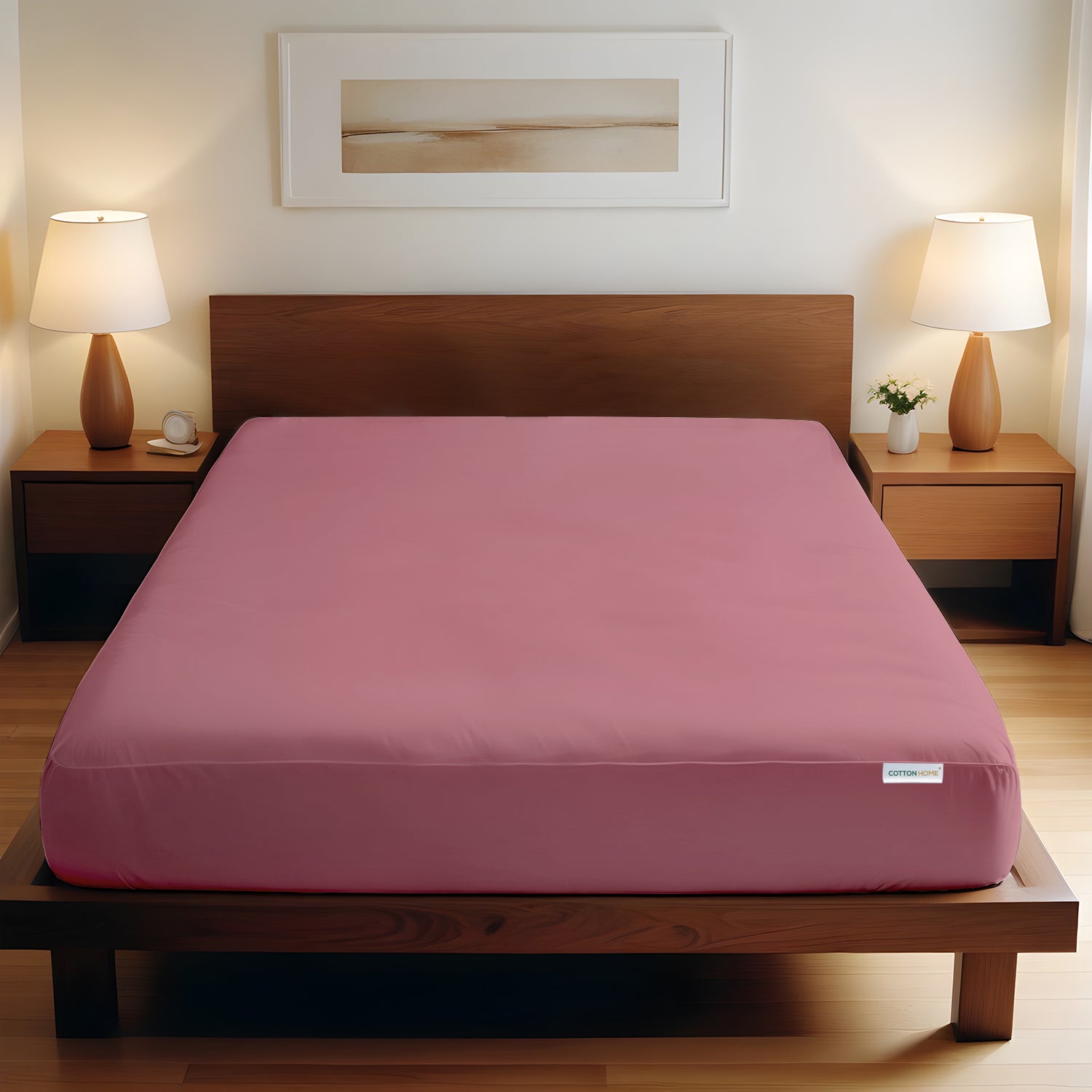 Super Soft Kind Size Fitted sheet 200x200+30cm Mauve with Deep Pockets - Cotton Home