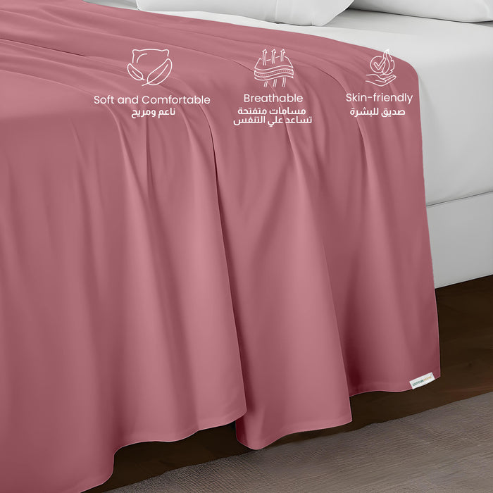Flat Sheet Supersoft Microfiber Super King Flat Sheet 240x260cm-Mauve