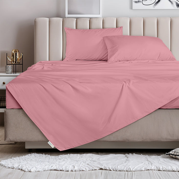 3 Piece Flat Sheet Set Supersoft Microfiber Mauve Single Size 160x220 with 2 Pillow Case