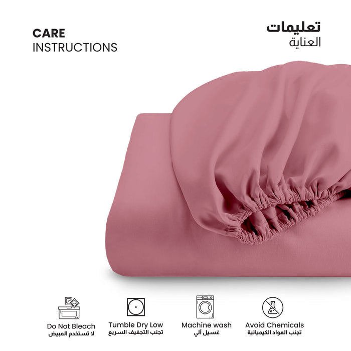 3 Piece Fitted Sheet Set Supersoft Microfiber Mauve Super King Size 200x200+30cm with 2 Pillow Case