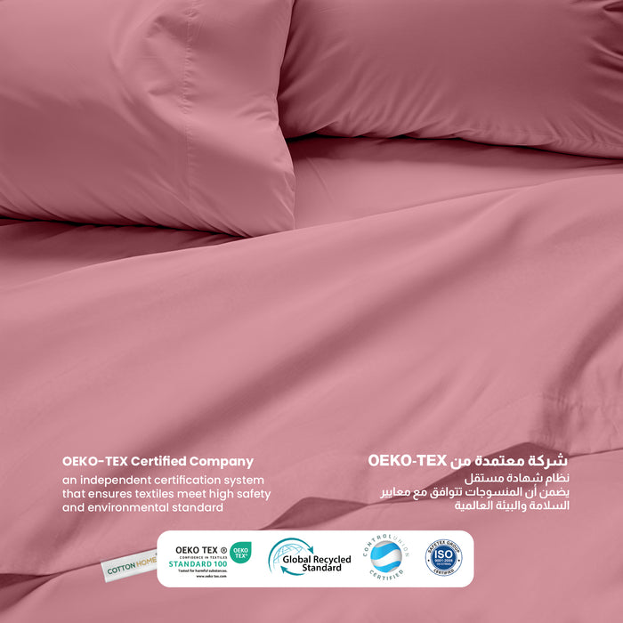 3 Piece Flat Sheet Set Supersoft Microfiber Mauve Super King Size 240x260 with 2 Pillow Case