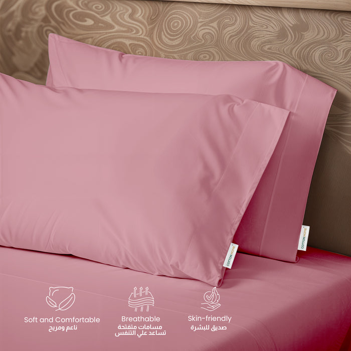 3 Piece Flat Sheet Set Supersoft Microfiber Mauve Super King Size 240x260 with 2 Pillow Case