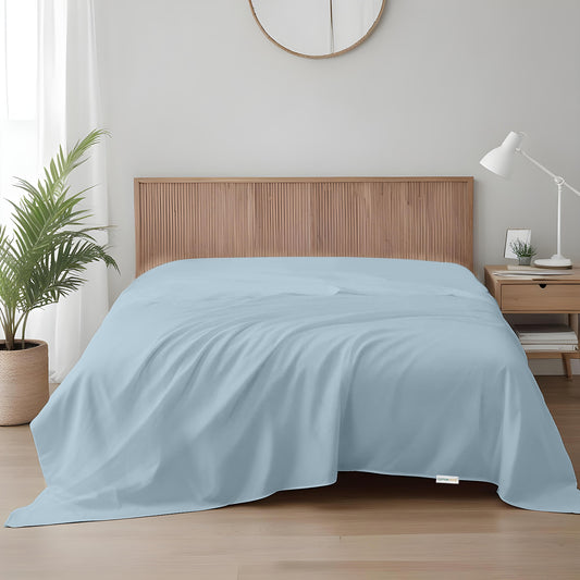 Flat Sheet Supersoft Microfiber Super King Flat Sheet 240x260cm-Metalic Blue