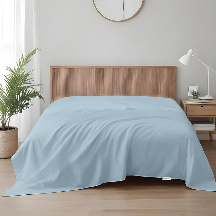 Flat Sheet Supersoft Microfiber Super King Flat Sheet 240x260cm-Metalic Blue
