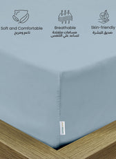 Supersoft Microfiber Single Fitted Sheet 90x200+20cm Metallic Blue with Deep Pockets