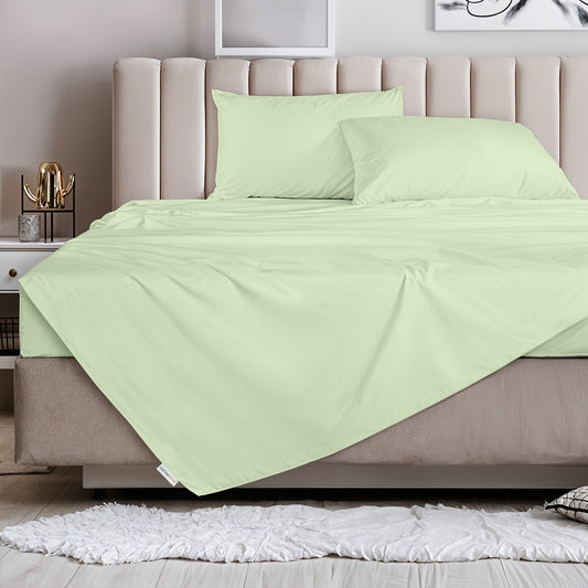 3 Piece Flat Sheet Set Supersoft Microfiber Mint Green Single Size 160x220 with 2 Pillow Case