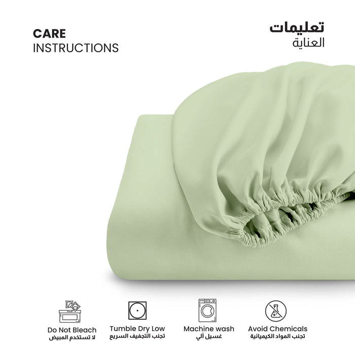 3 Piece Fitted Sheet Set Supersoft Microfiber Mint Green Super King Size 200x200+30cm with 2 Pillow Case