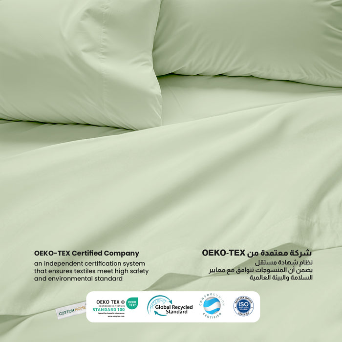 3 Piece Flat Sheet Set Supersoft Microfiber Mint Green Super King Size 240x260 with 2 Pillow Case