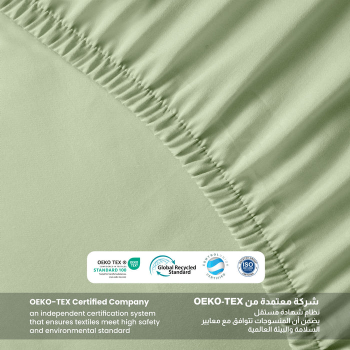 3 Piece Fitted Sheet Set Supersoft Microfiber Mint Green Super King Size 200x200+30cm with 2 Pillow Case