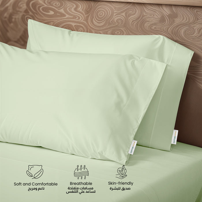 3 Piece Flat Sheet Set Supersoft Microfiber Mint Green Super King Size 240x260 with 2 Pillow Case