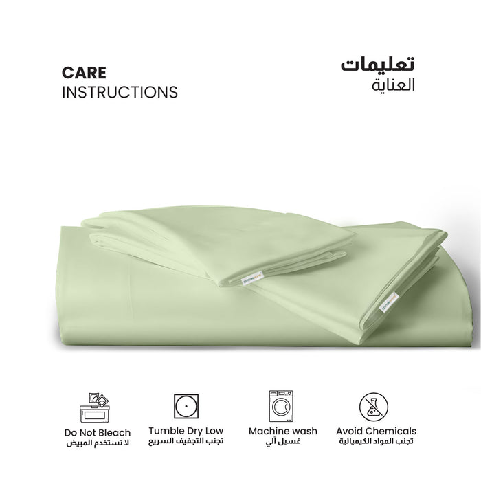 3 Piece Flat Sheet Set Supersoft Microfiber Mint Green Super King Size 240x260 with 2 Pillow Case