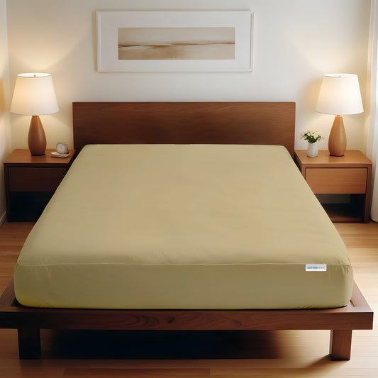 Super Soft Fitted sheet 90x200+20 CM - Mustard - Cotton Home