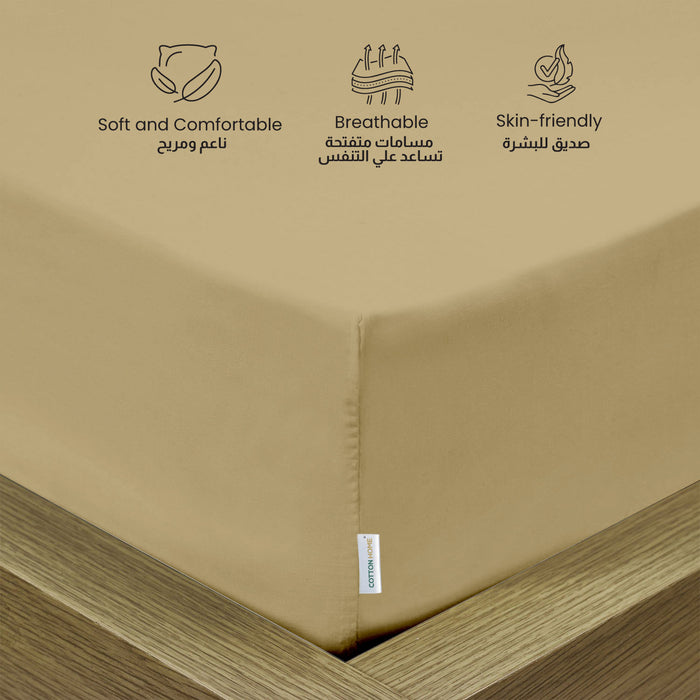 3 Piece Fitted Sheet Set Supersoft Microfiber Mustard Super King Size 200x200+30cm with 2 Pillow Case