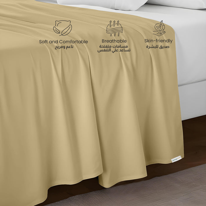 Flat Sheet Supersoft Microfiber Super King Flat Sheet 240x260cm-Mustard