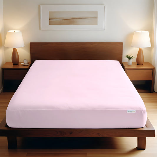Super Soft King Size Fitted sheet 200x200+30cm Pink with Deep Pockts - Cotton Home