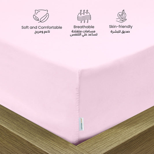 3 Piece Fitted Sheet Set Supersoft Microfiber Pink Single Size 120x200+25cm with 2 Pillow Case