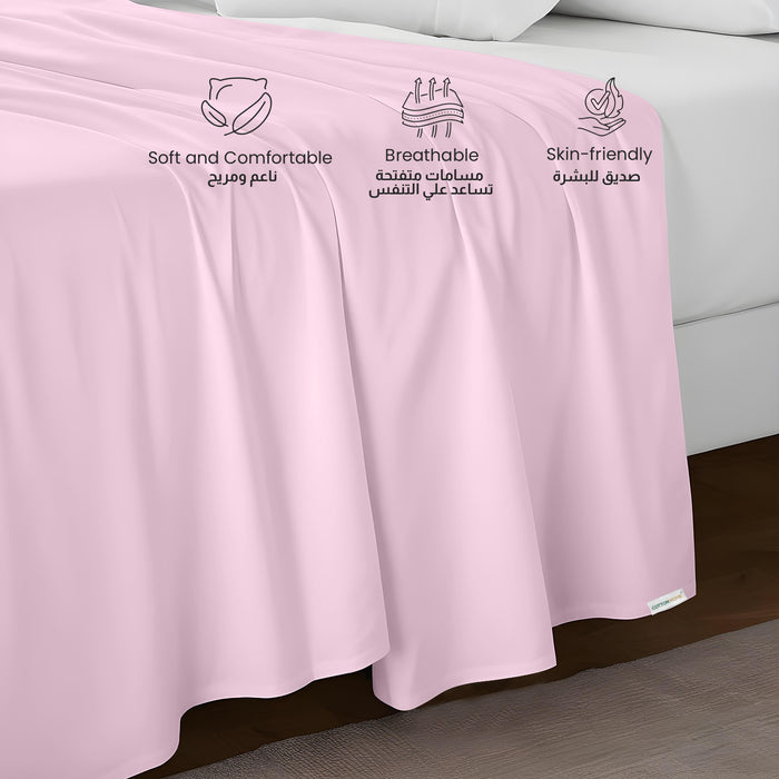 Flat Sheet Supersoft Microfiber King 220x240cm-Pink