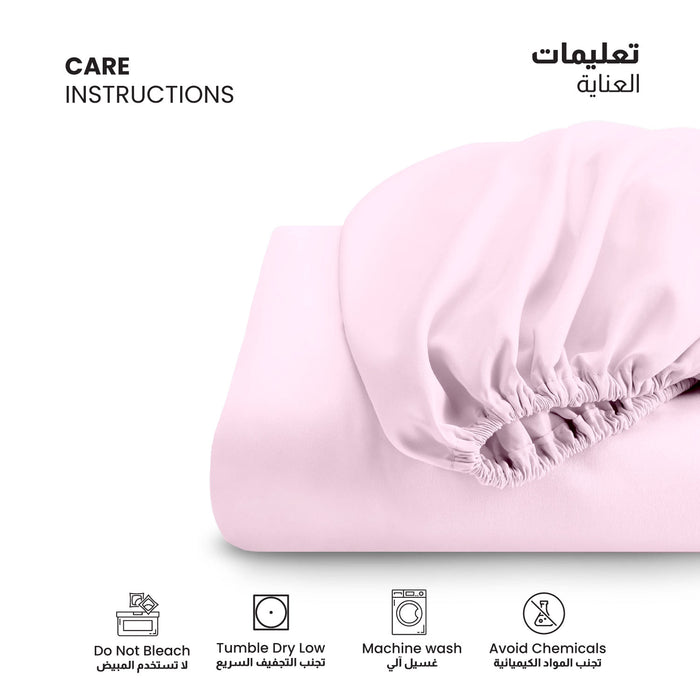 3 Piece Fitted Sheet Set Supersoft Microfiber Pink Super King Size 200x200+30cm with 2 Pillow Case