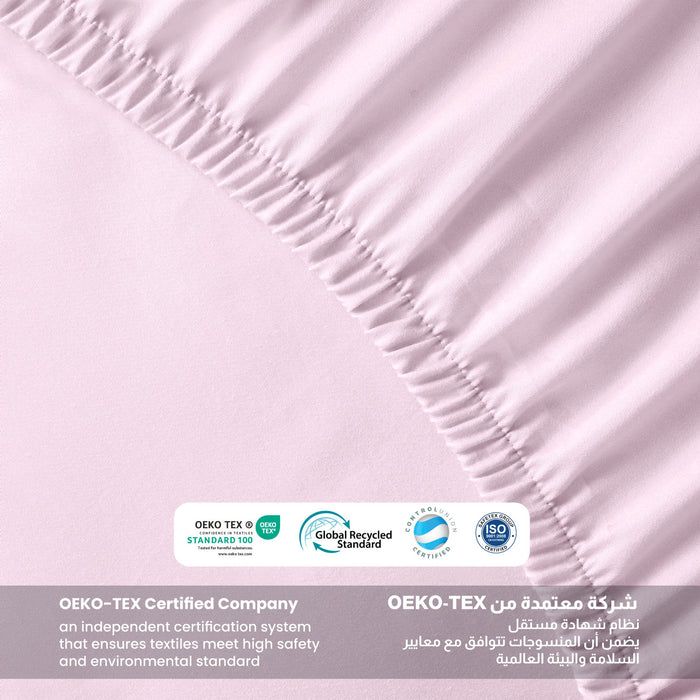 3 Piece Fitted Sheet Set Supersoft Microfiber Pink Super King Size 200x200+30cm with 2 Pillow Case