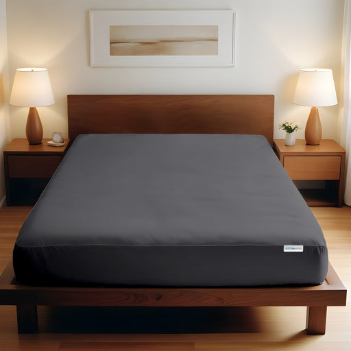 Super Soft Queen Size Fitted Sheet 180x200+30 CM Ash Grey with Deep Pockets - Cotton Home